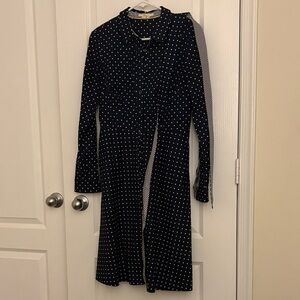 Boden Black and White Polka Dot Long Sleeve Dress